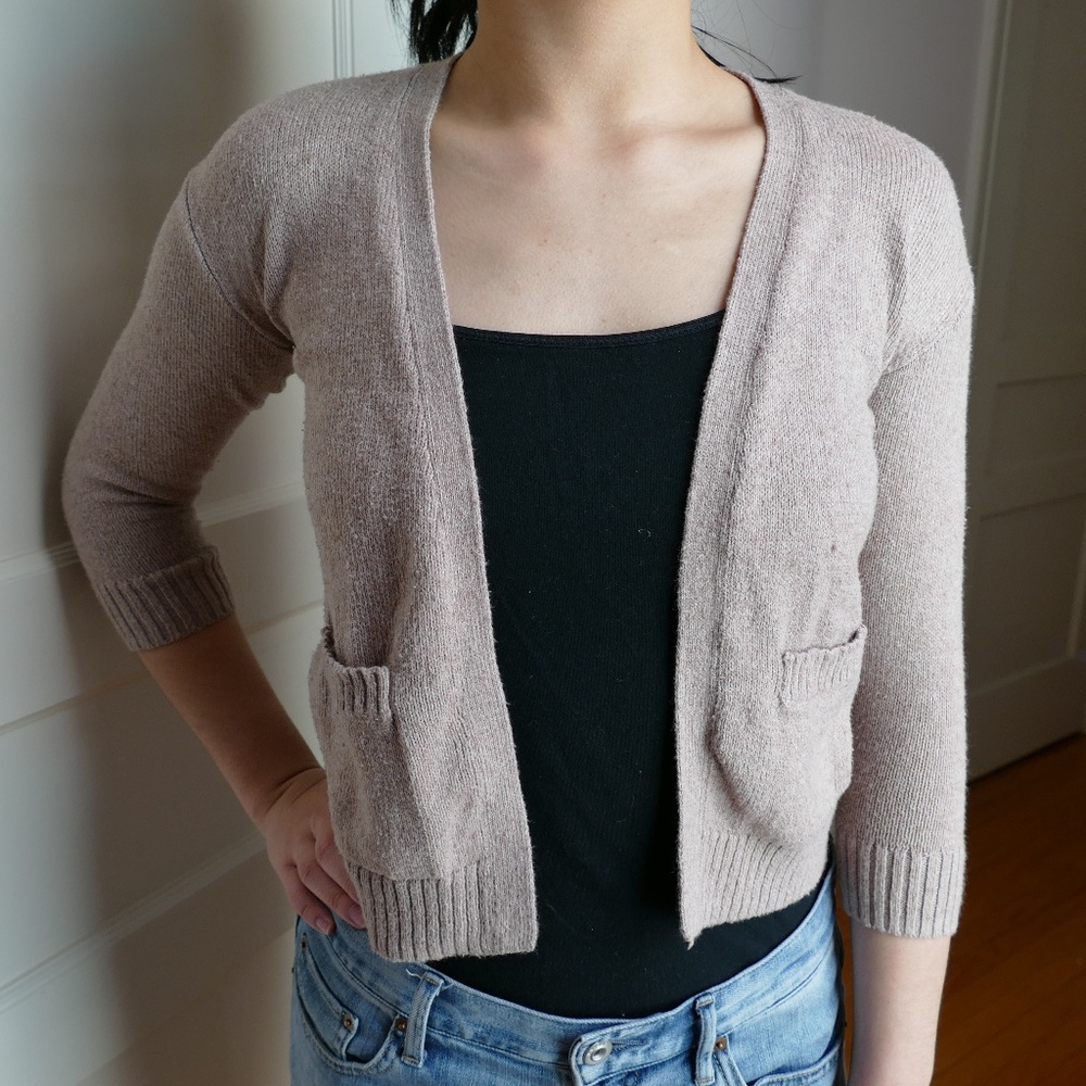 Old Navy Tan Cropped Cardigan